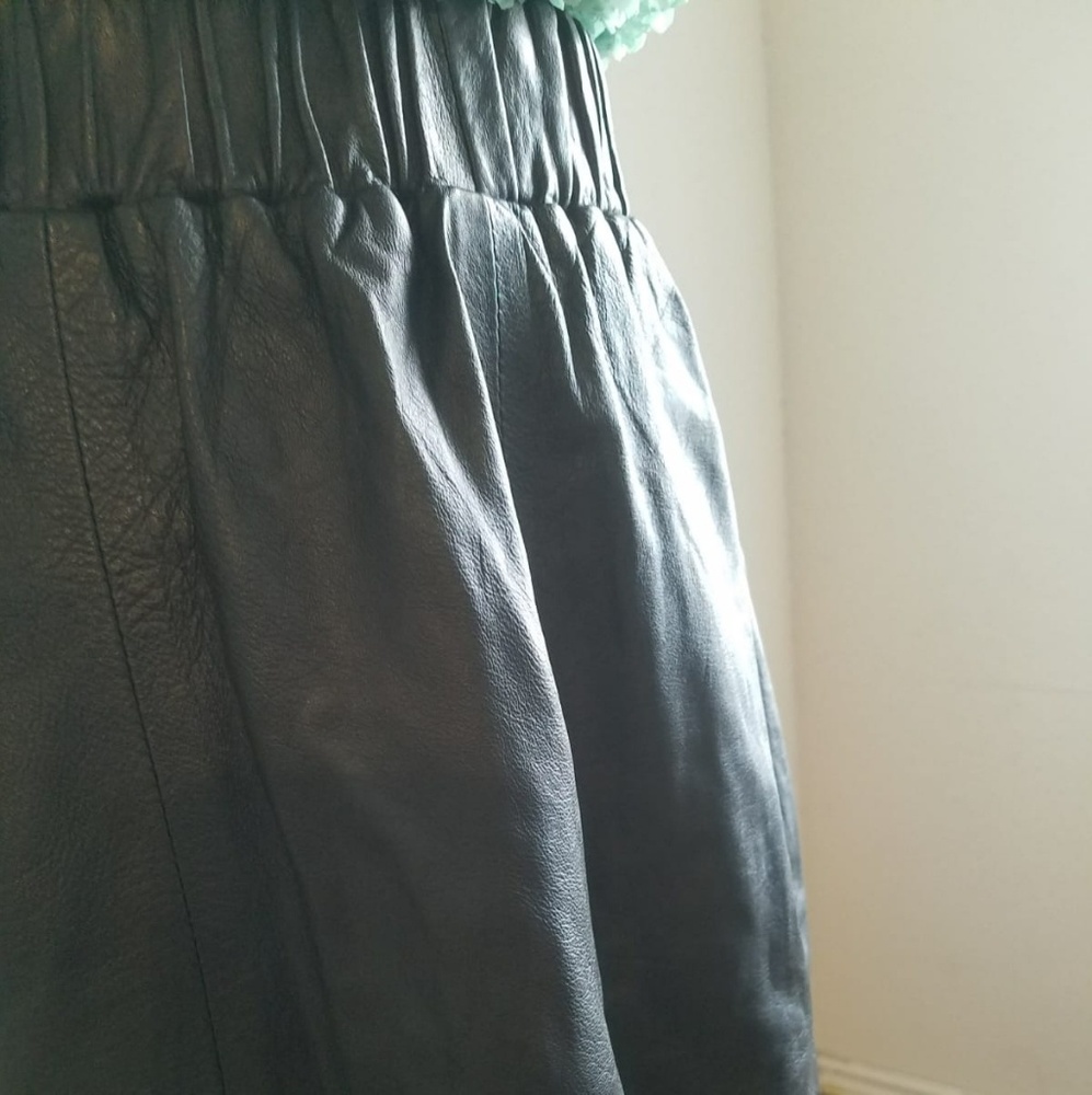 Vintage Genuine leather long skirt